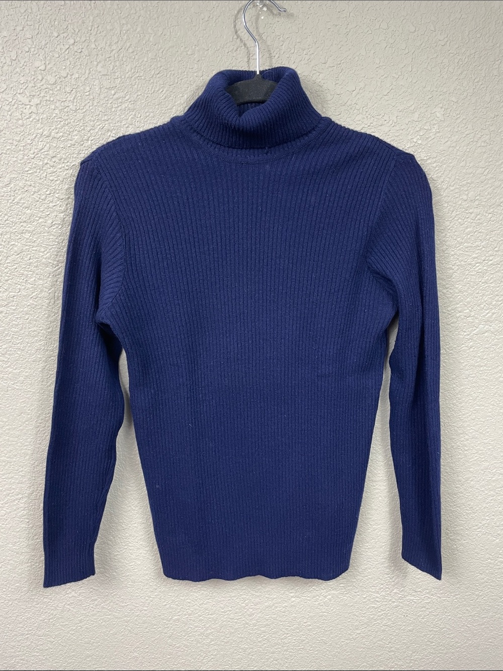 Lyle & Scott 100% Pure Cashmere Ribbed Turtleneck Sweater Navy Blue Sz 40